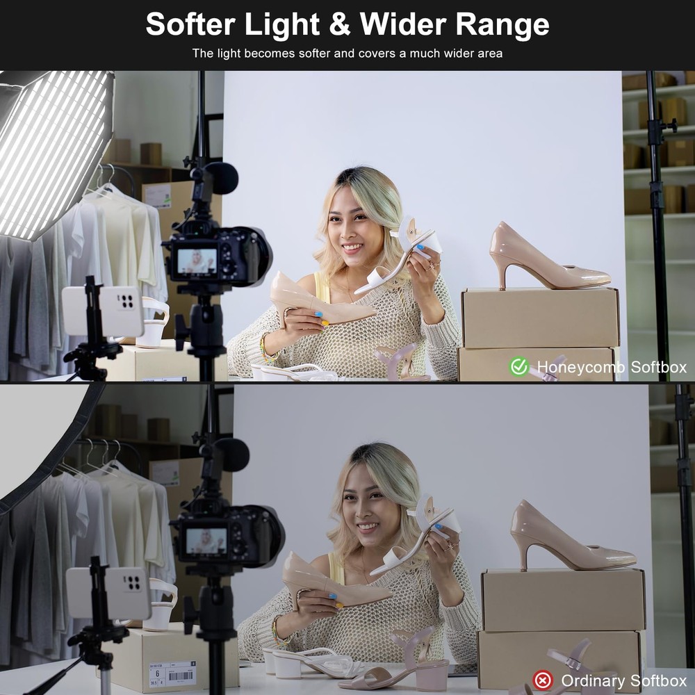 GVM Soft Boxes Lighting, Bowens Mount with Honeycomb Grid, Compatible with P8...