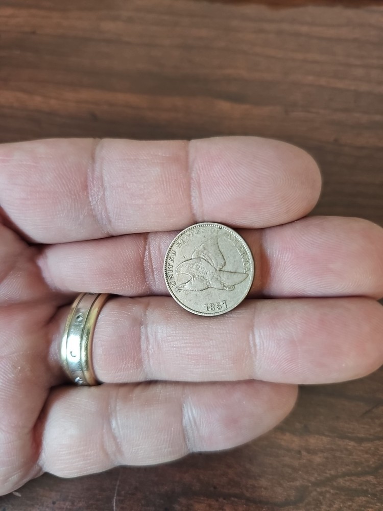 1857 Flying Eagle Cent - Rich Front & Back, VF Details