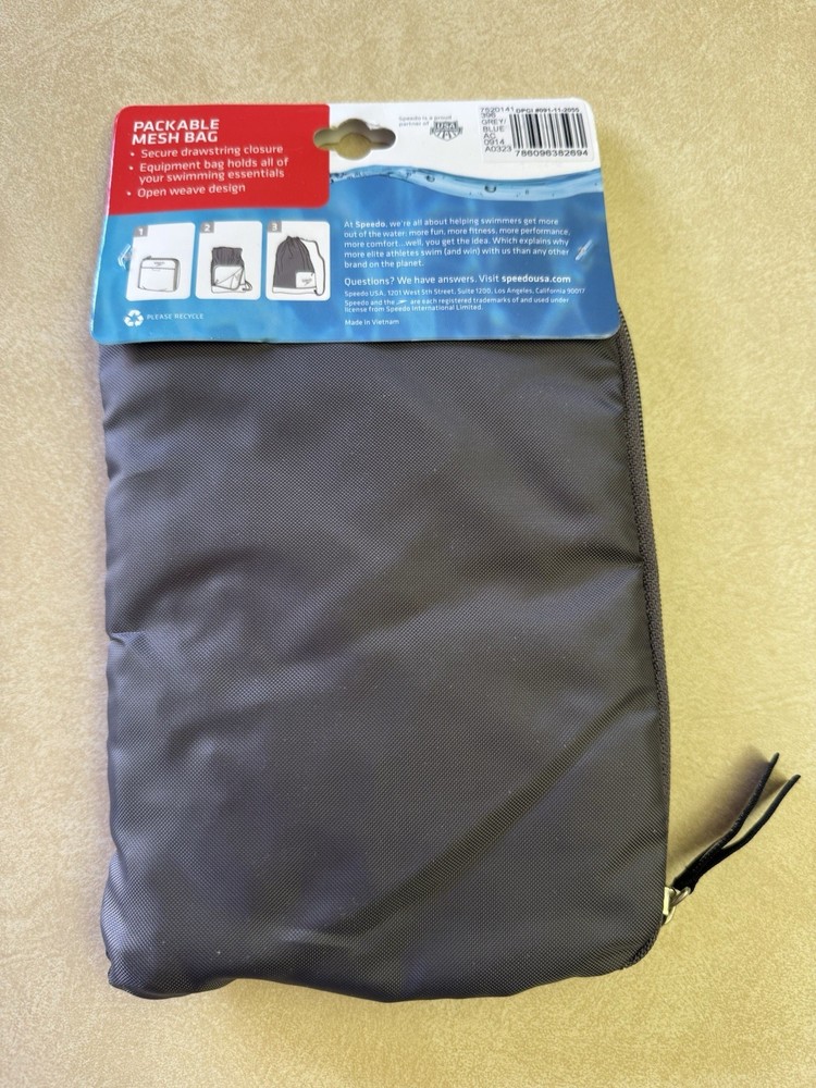 Speedo Packable Mesh Swimming Drawstring Bag - Gray/Yellow