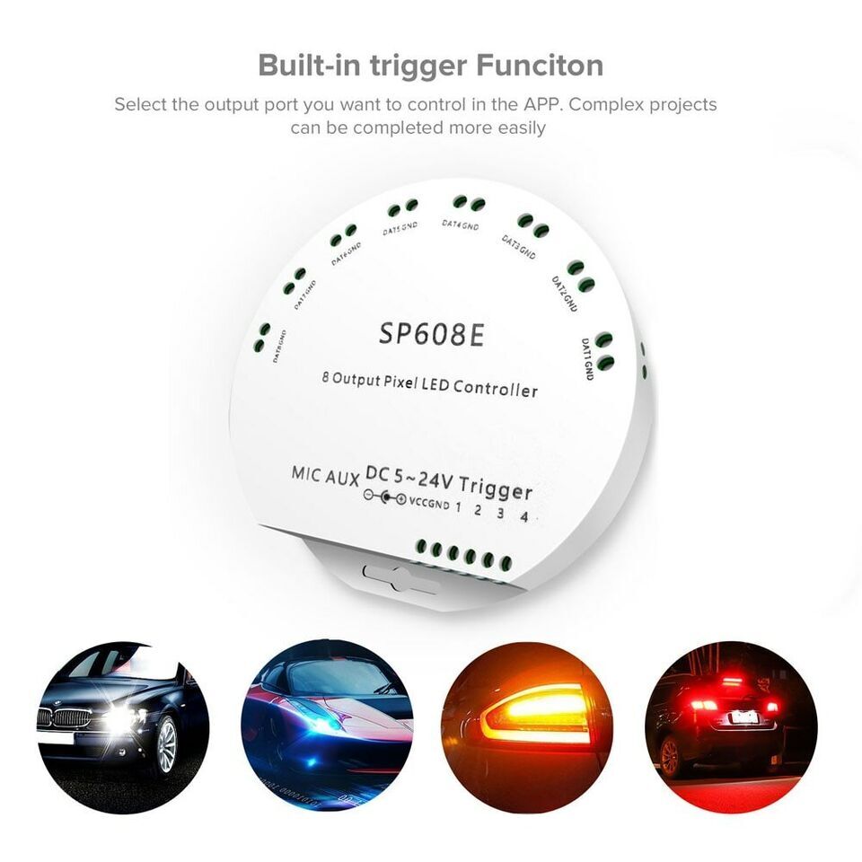 SP608E Bluetooth Controller Remote 8 Output for WS2811 WS2812B WS2813 WS2815