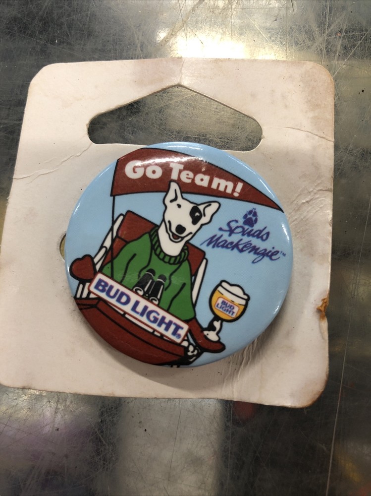 Vintage Bud Light Spuds Mackenzie Flare Pinback Button
