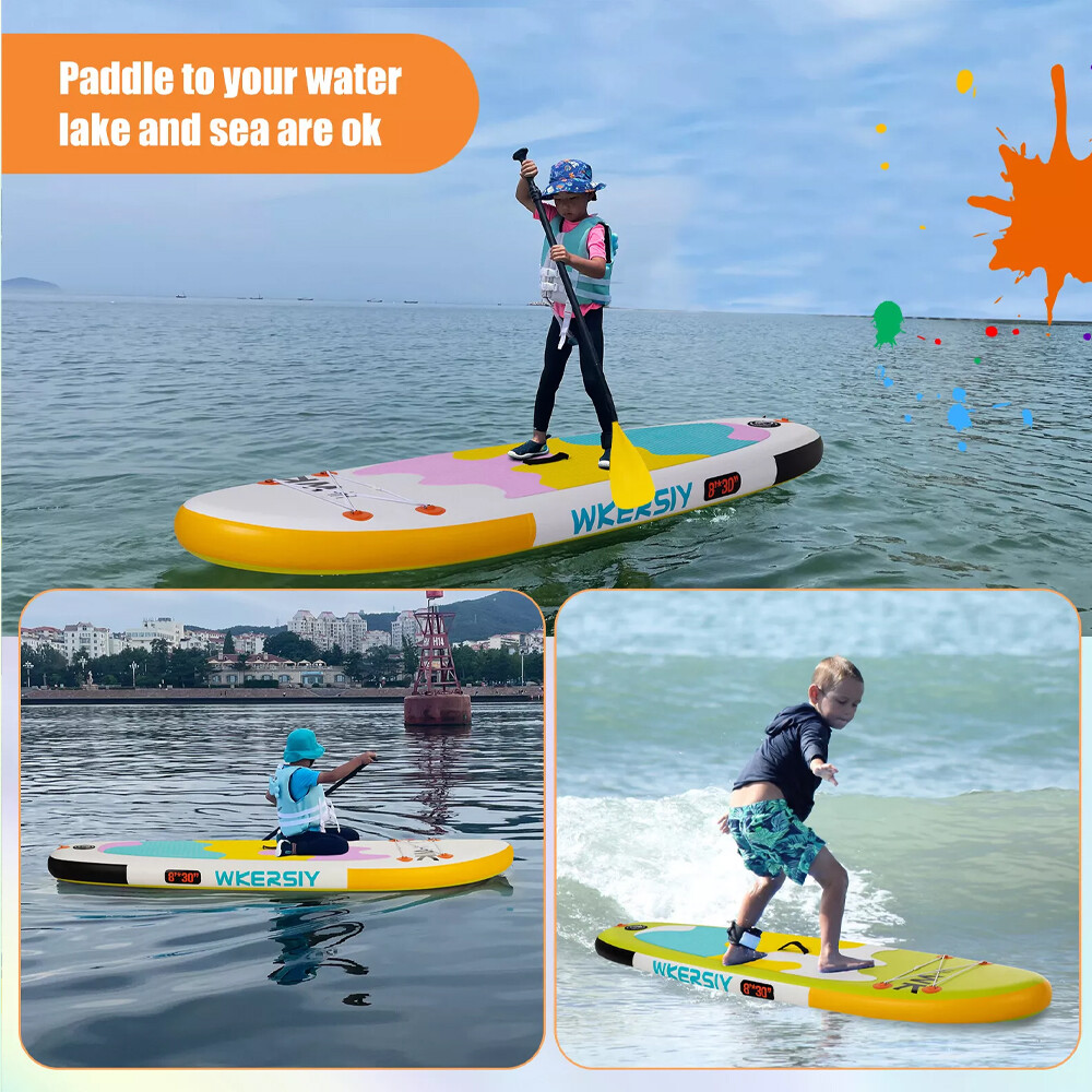 2.44M children's inflatable paddle board SUP printed vertical paddle board