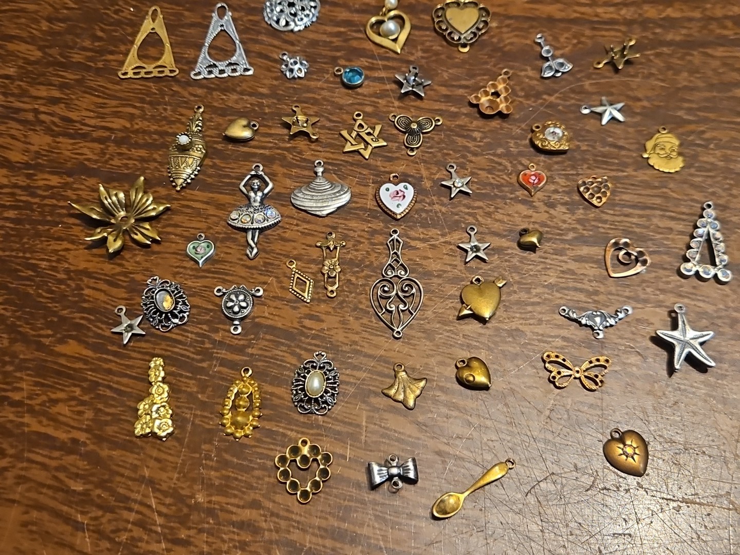 Lot Of 50 Mixed Parts Pcs France Vintage 60s Brass Stampings Findings Jewelry 22