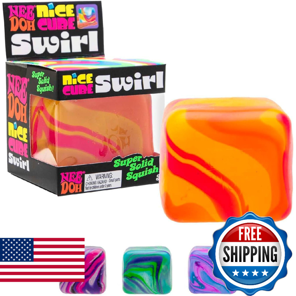 Schylling NeeDoh Nice Cube Swirl - Super Solid Squish Sensory Toy - 2 Pack