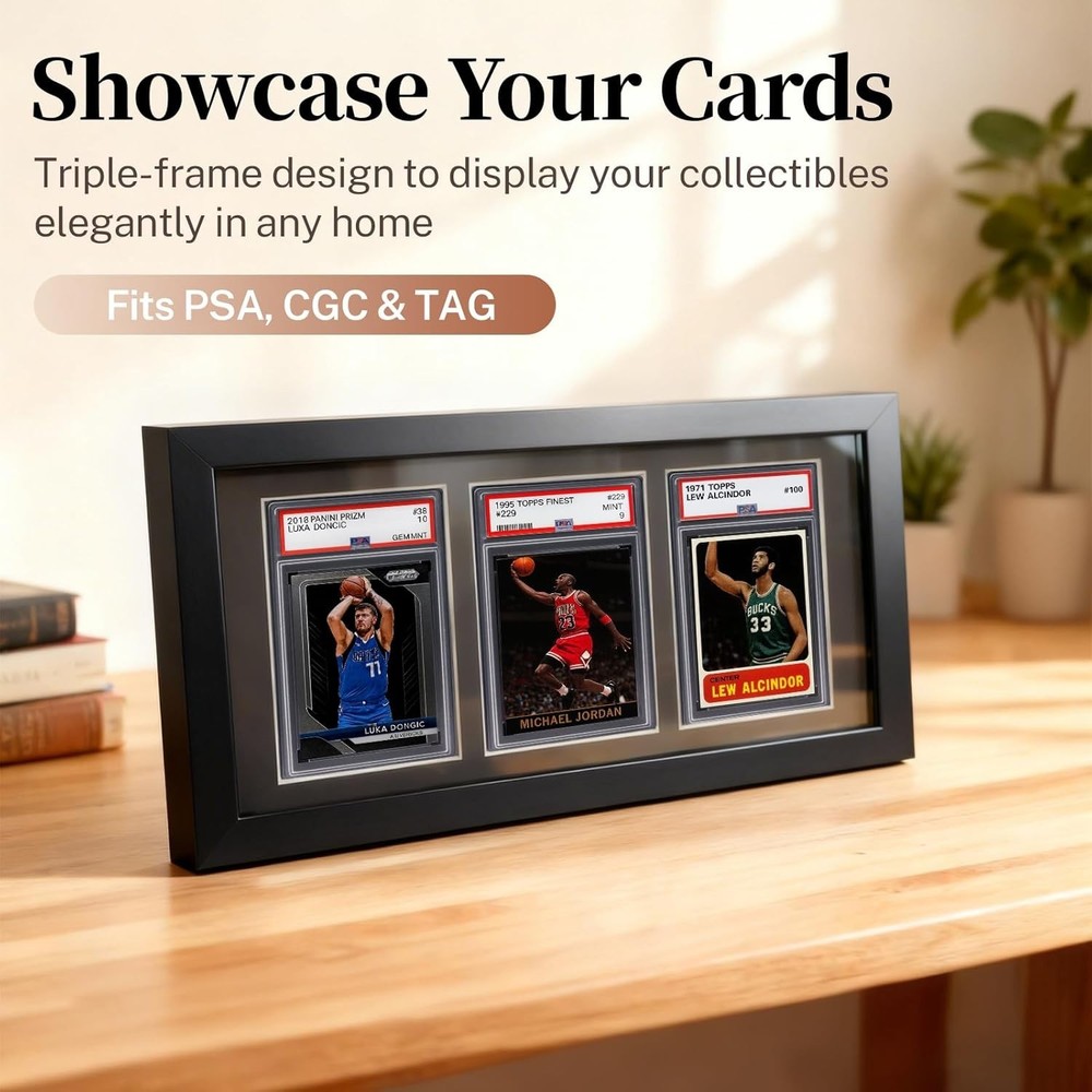 Graded Card Display Frame – Compatible with PSA, CGC, TAG Slabs – Solid Wood ...
