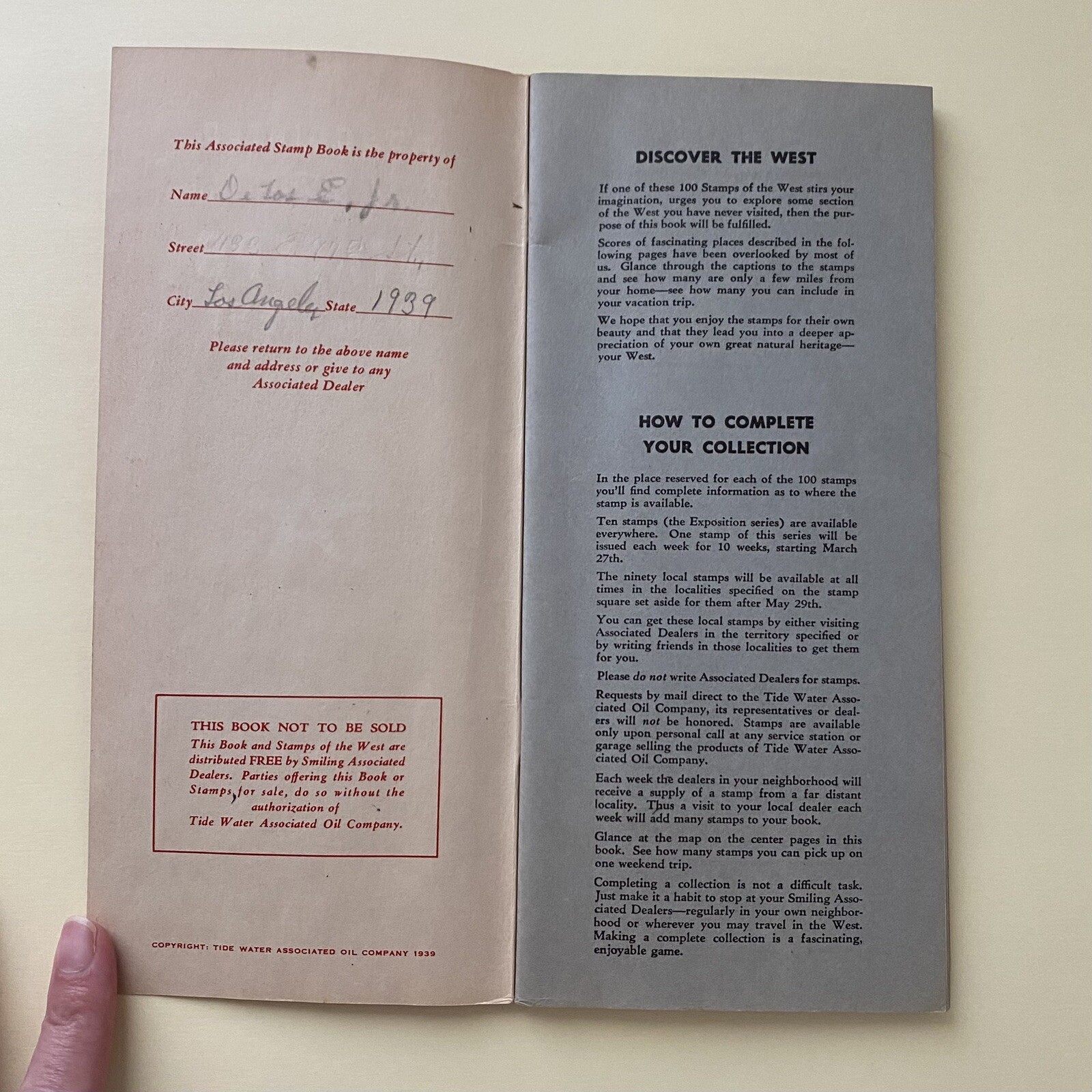 1939 Associated Roads to Romance Stamps of the West Complete Tide Water Oil Co.