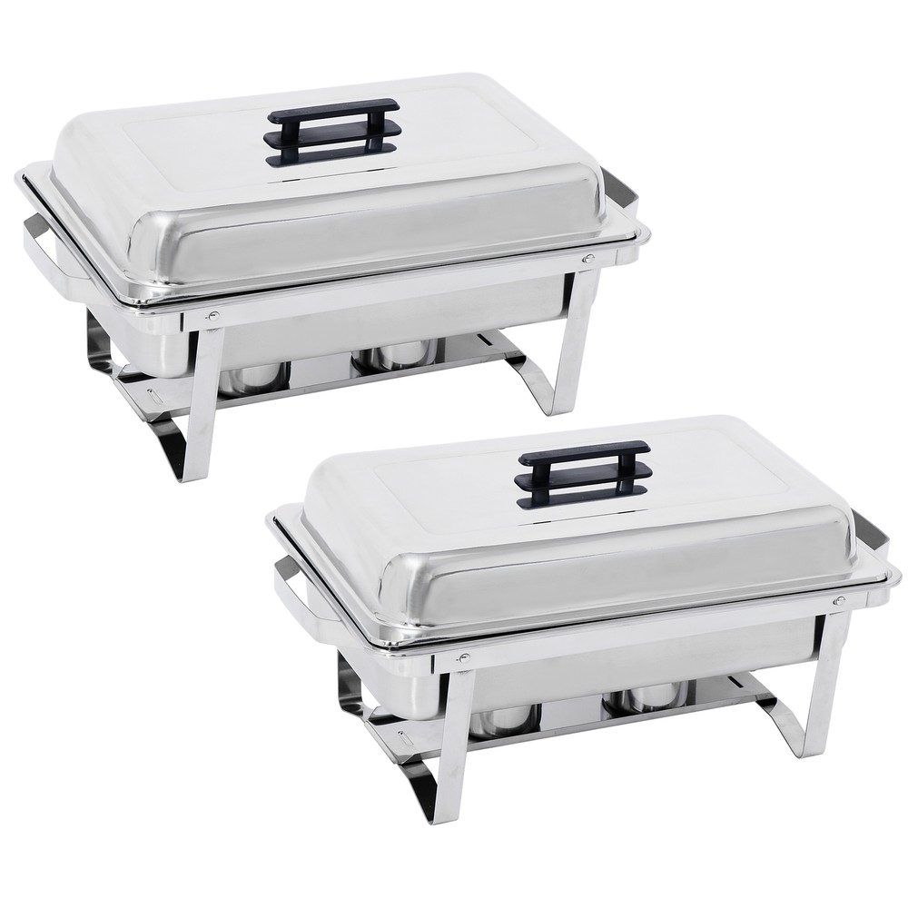 Chafing Dish Buffet Set 2 Pack 8 QT Stainless Steel Foldable Rectangular Chafer