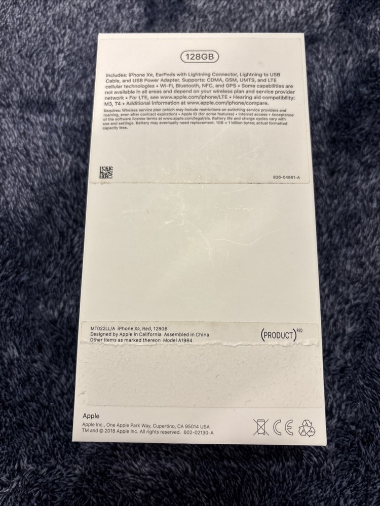 iPhone XR- Red, 128GB - Empty Box & Sticker Only