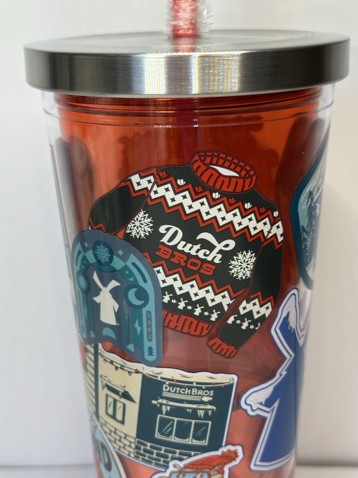 NEW Limited Edition Dutch Bros 24 oz Holiday Tumbler Red 2024 w/Straw