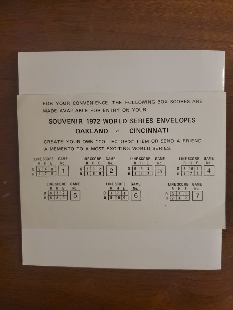 1972 USPS WORLD SERIES SOUVENIR ENVELOPES