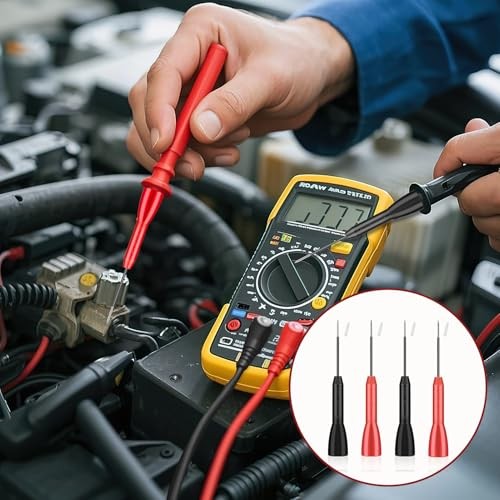 4 Pack Multimeter Test Lead Needle Probes, 2mm Insulation Piercing Back Probe