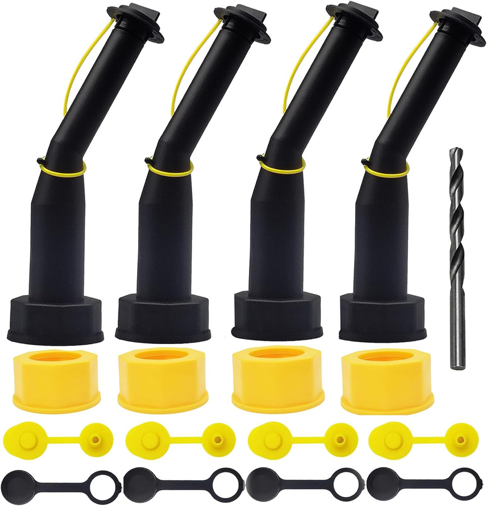 4 Pack Gas Can Spout Replacement Kit Universal Leakproof Black