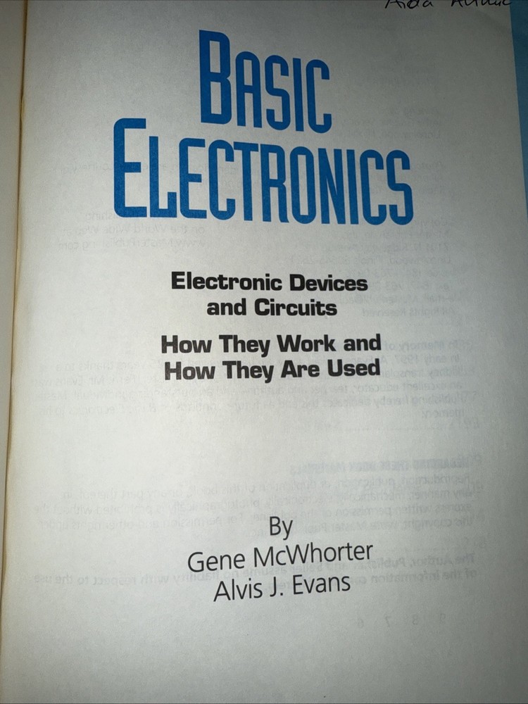Radio Shack Basic Electronics Gene McWhorter Alvis Evans