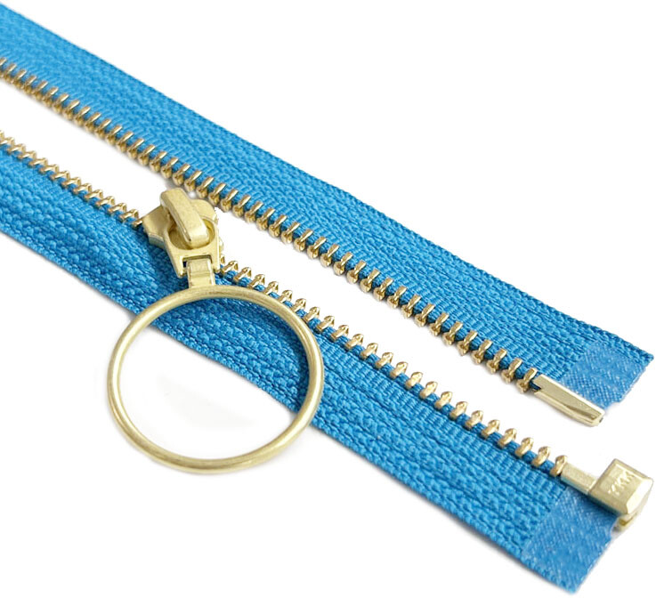 YKK #5 26" or 27" Brass with Ring Cramper Pull Metal Jacket Zipper Separating