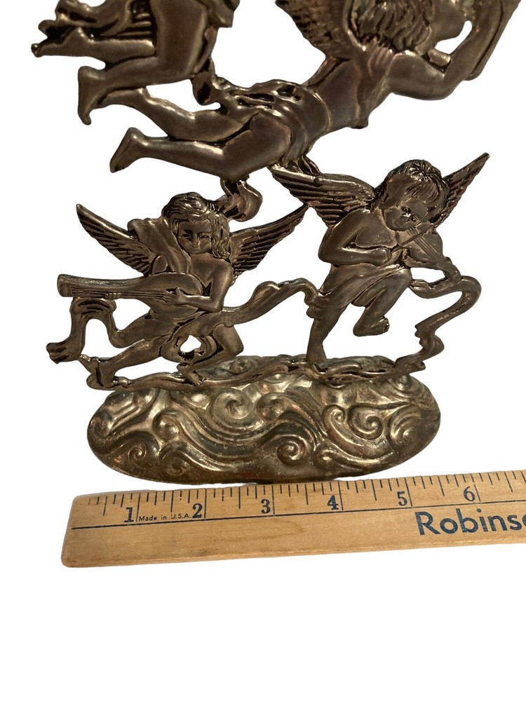 Silverplate Angels Playing Musical Instruments Statue Missing Candleholder Cup