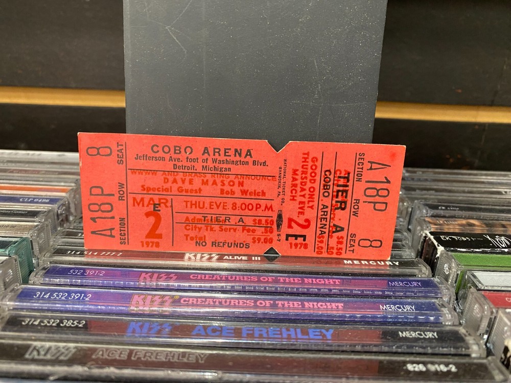 Dave Mason March 2nd 1978 Cobo Arena Detroit Michigan Ticket [Unused, VG]