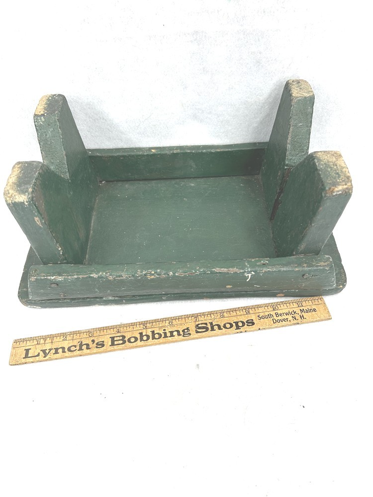 antique cricket footstool old square nails hand made green paint 1880 original