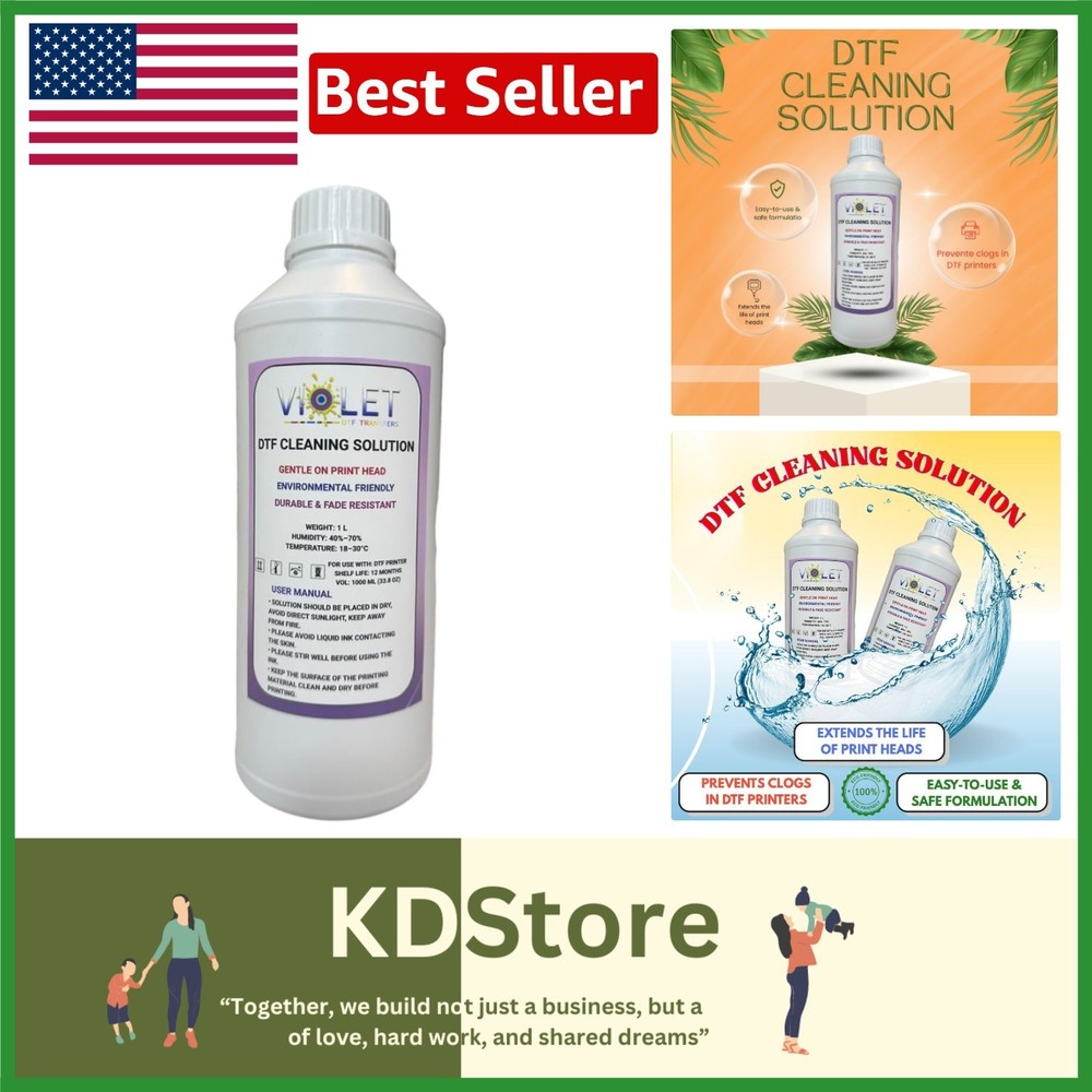Improved DTF Cleaning Solution 1000ML - Restore Print Performance Effortlessly