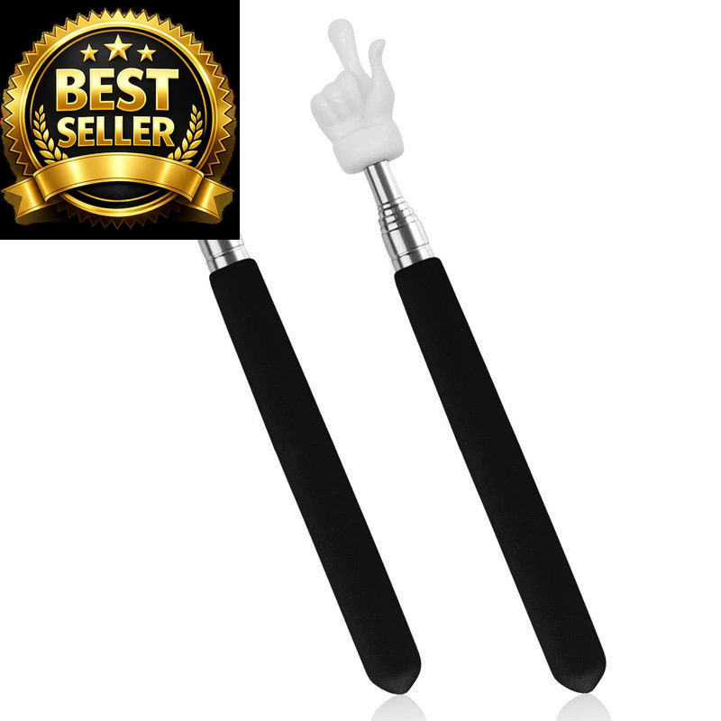 2Pcs Telescopic Teachers Pointer, Extendable Hand Pointer Finger Black