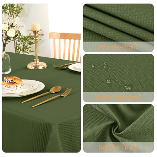 Rectangle Textured Tablecloth Waterproof 60" x 84" (Rectangular) Olive Green