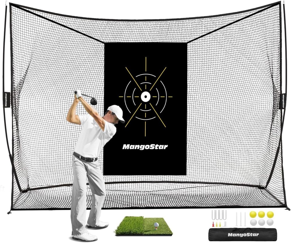 Complete Golf Hitting Kit: 10x7ft Net, Mat, Tees & Balls for Ultimate Practice