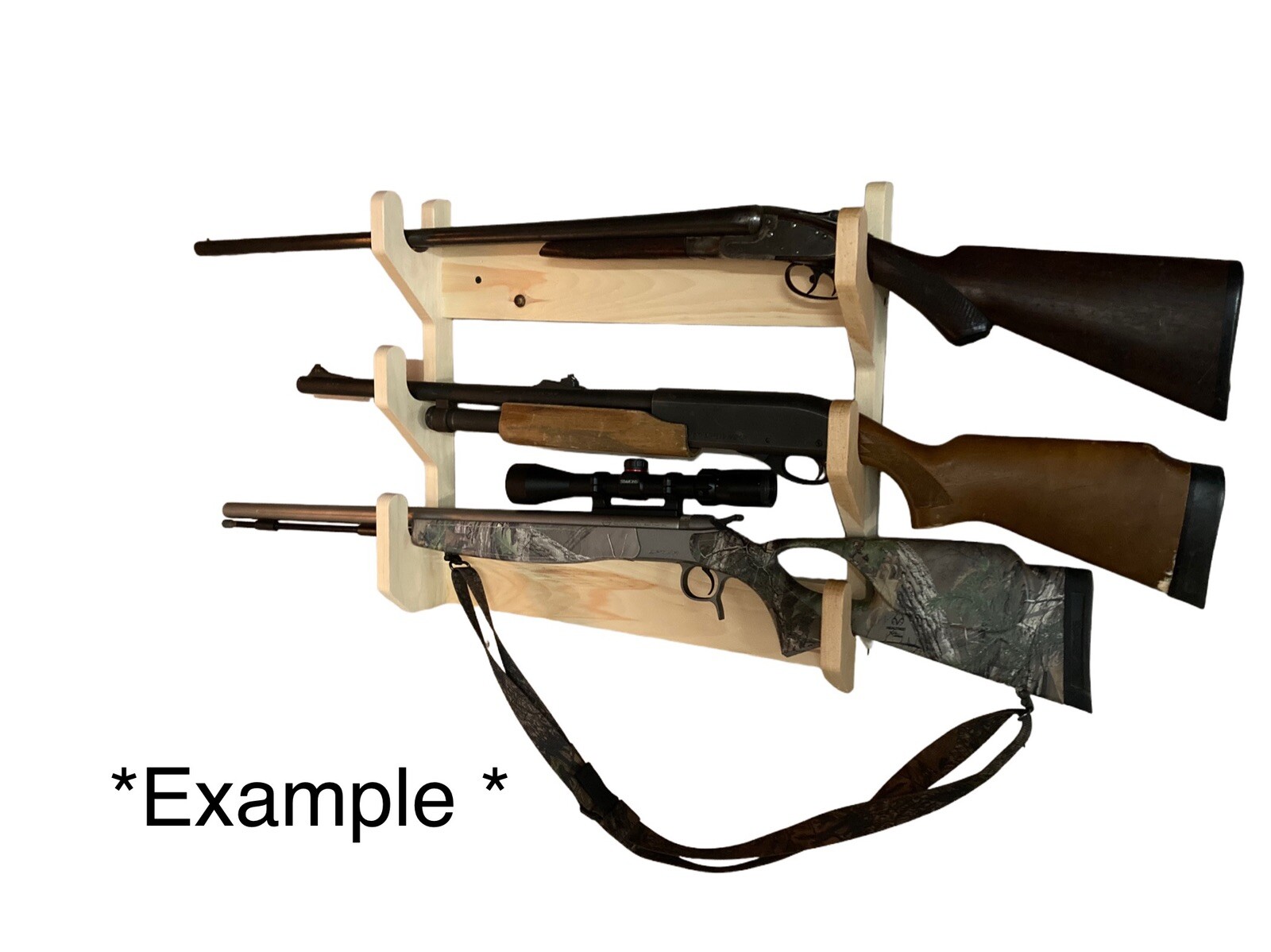 Amish MADE PINE Wood UnFinished 3 Gun Rack Rifle Shotgun Horizontal Wall Mount