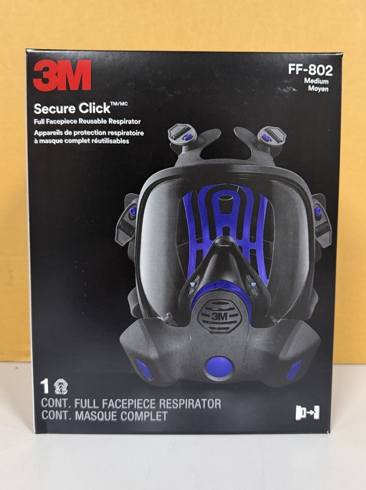 3M Secure Click FF-801 Full Facepiece Respirator Reusable, Size Medium Fast Ship