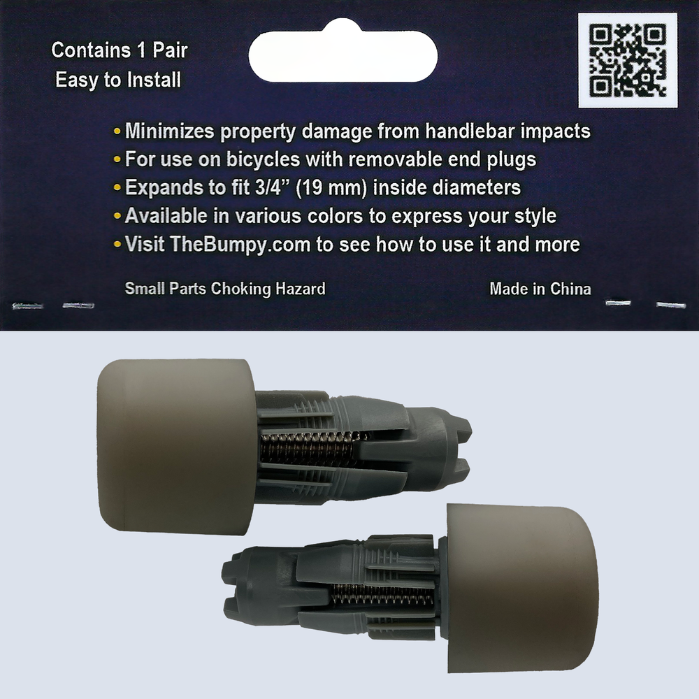 BUMPY END PLUG Bike Handlebar Soft Safe Secure Best Fit Grip Cap Gray Pair