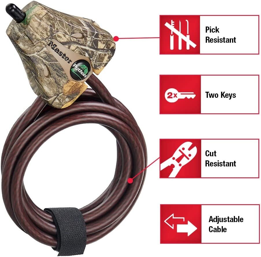 Master Lock - (6)Python Trail Camera Camouflage Cable Locks 8418KA-6 CAMO 6-Pack