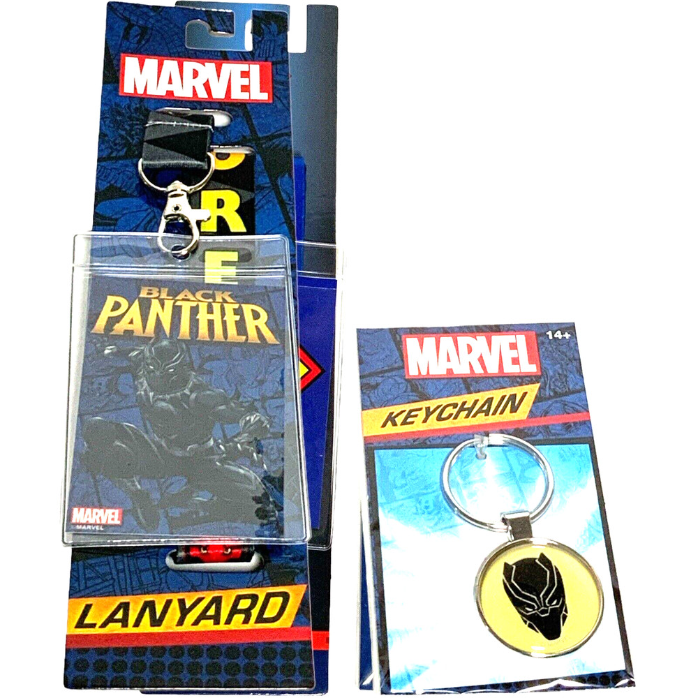 Marvel Comics Black Panther Logo Lanyard ID Holder & Keychain Set