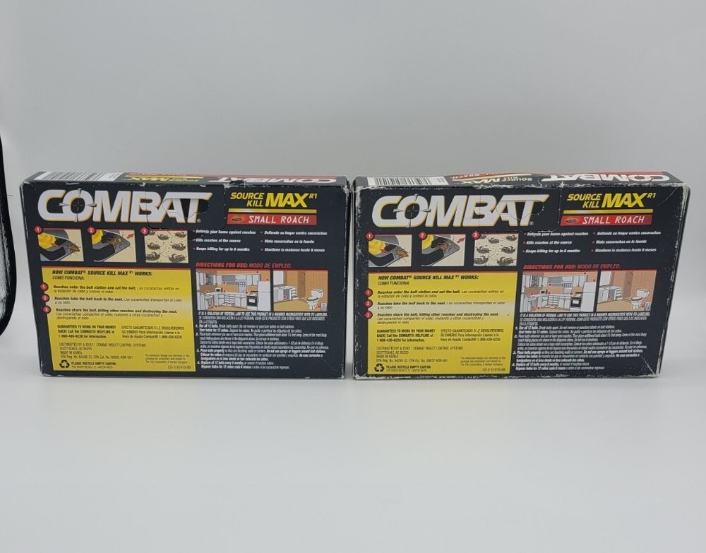 NEW! 2x Combat Source Kill Max Small Roach Killing Bait Stations 12 count Each