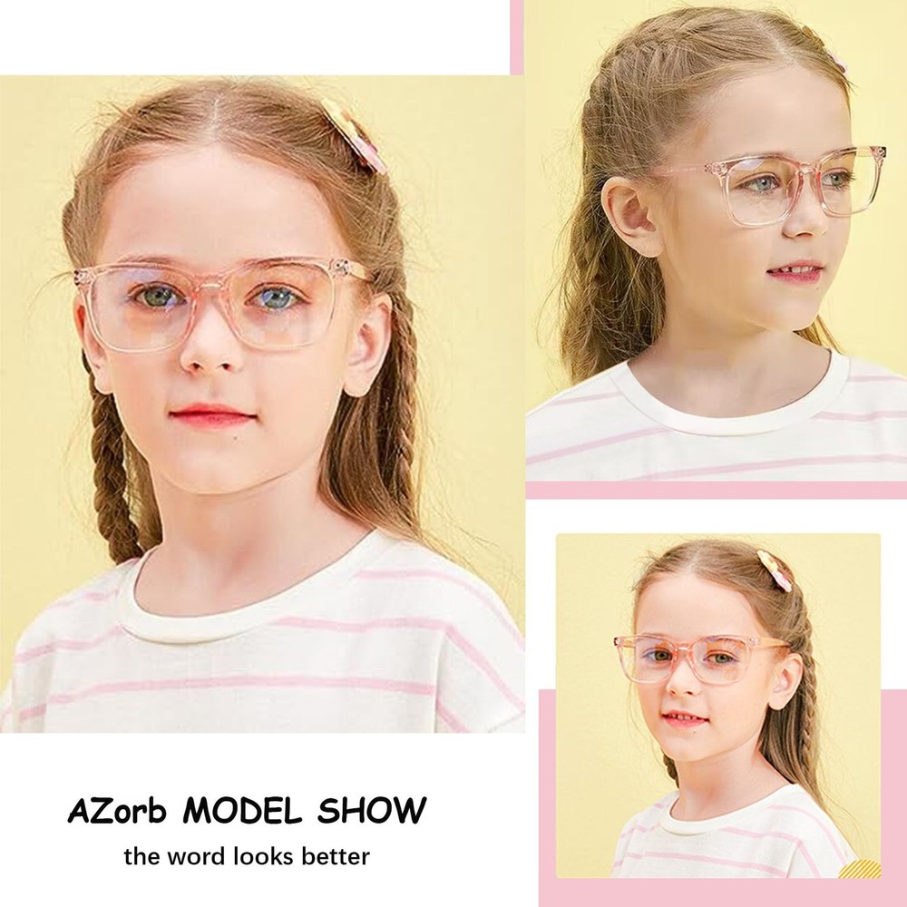 AZorb 3-Pack Kids Blue Light Blocking Glasses TR90 Unbreakable Screen Boy
