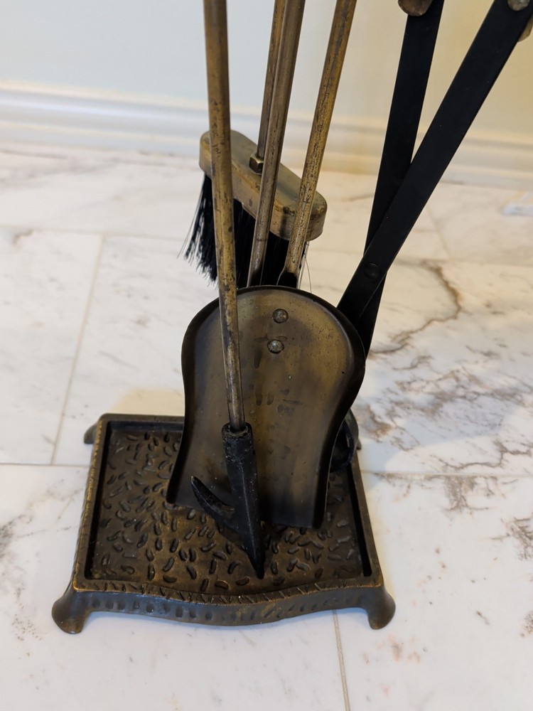 Fireplace Tool Set Vintage Cast Iron