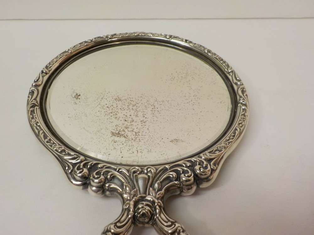 Antique Gorham Repousse Sterling Silver Hand Mirror #C17