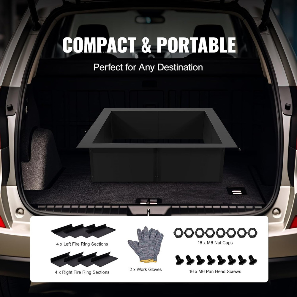 Heavy Duty 42" Square Fire Pit Ring Insert for Camping & Bonfires