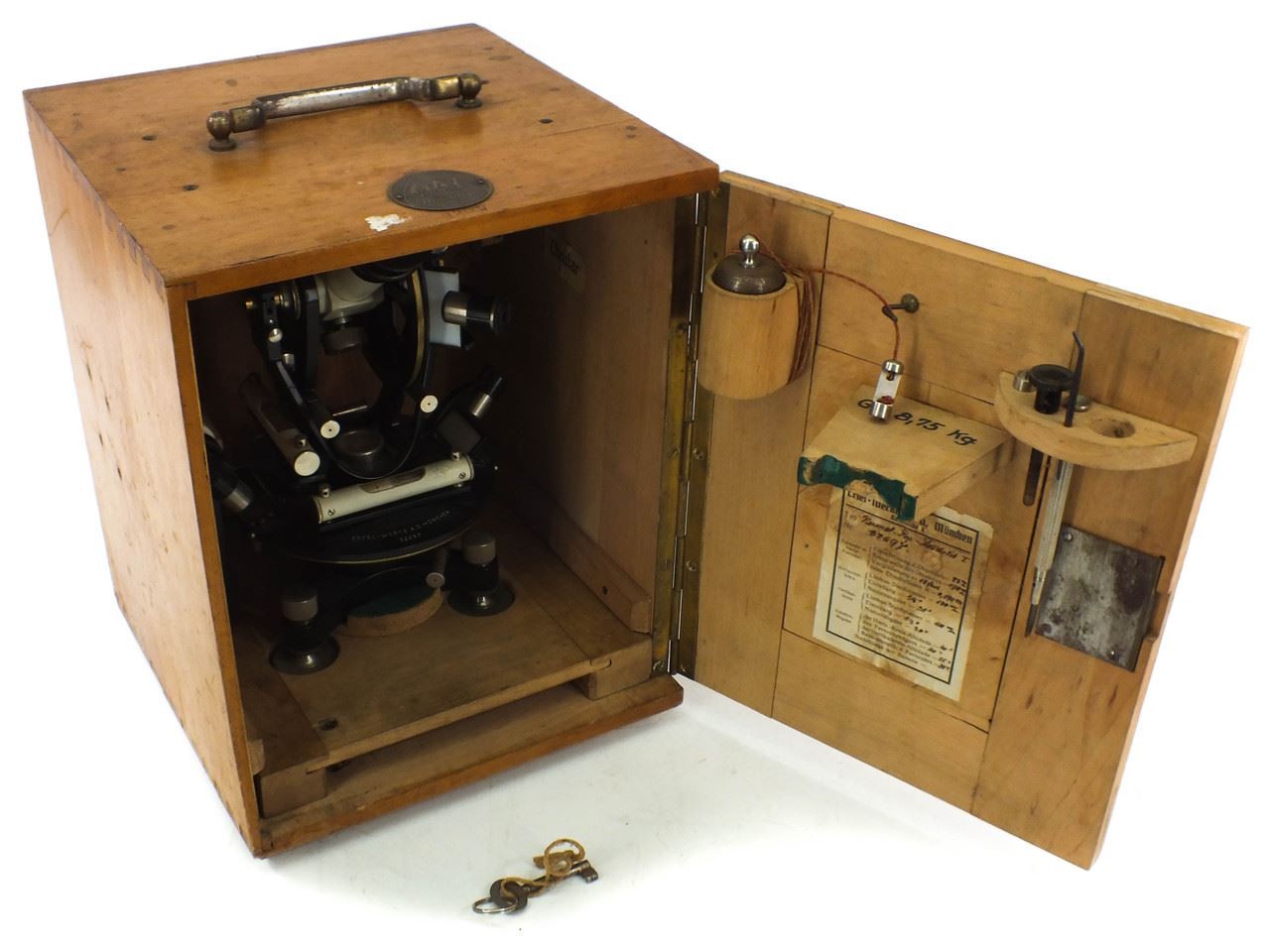 Ertel-Werke Double Circle Theodolite with Compass and Wooden Case 637