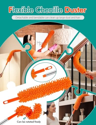 Ceiling Fan Cleaner Duster with 76" Orange-duster With Triangle Mop Set