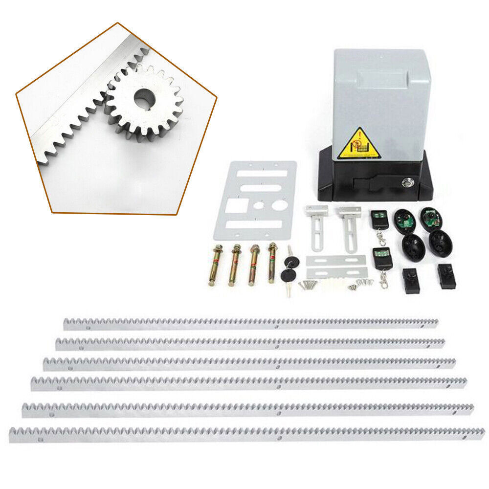 2700lbs Automatic Sliding Gate Opener Rack Driven w/ 2 Remotes & Complete Kit