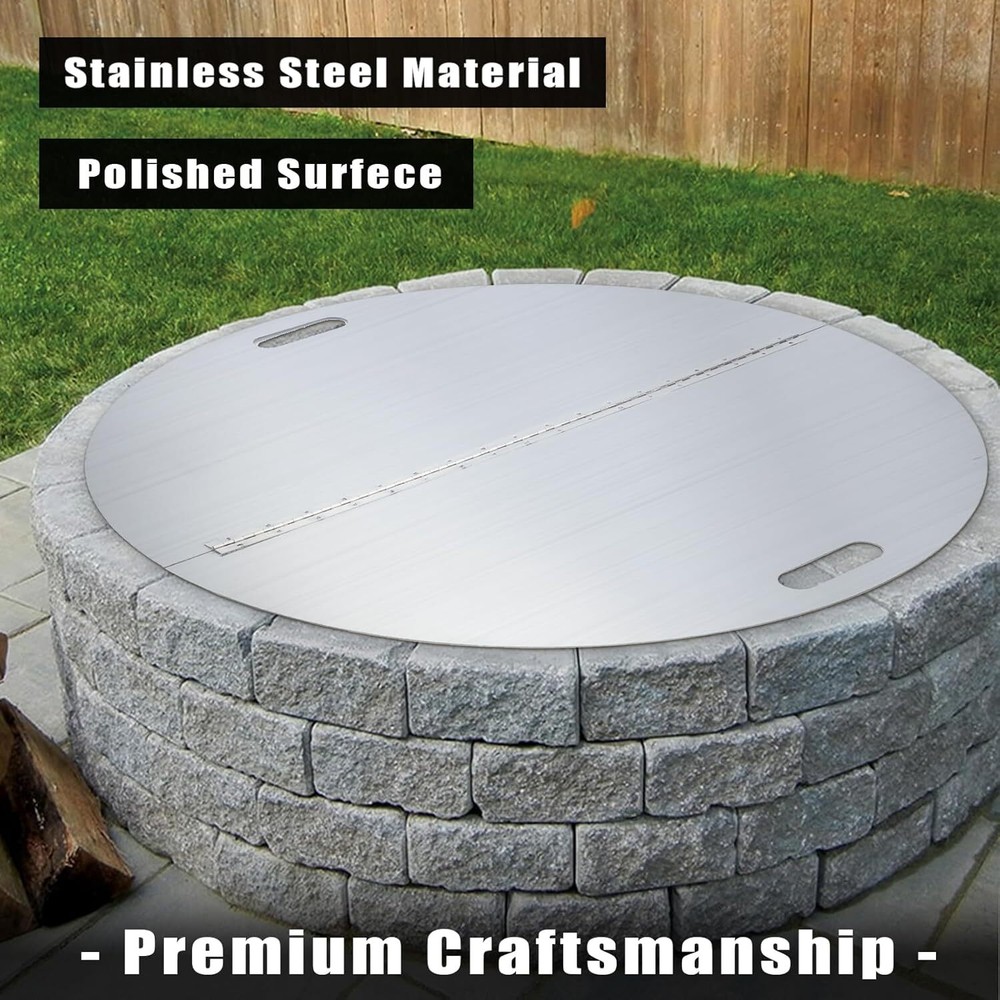 40" Fire Pit Lid Round Foldable Fire Pit Ring Stainless Steel Fire Pit Ring Cove