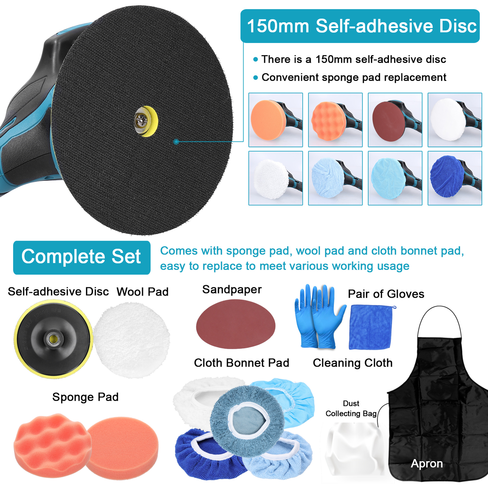 36V 3000mAh Cordless Car Polisher Buffer Sander Auto Polishing Machine 6 Speeds