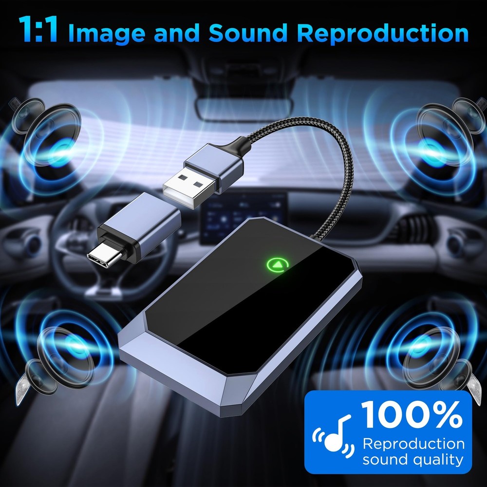 Wireless Carplay Adapter Converts Wired to Wireless carplay Adapter for iPhon...