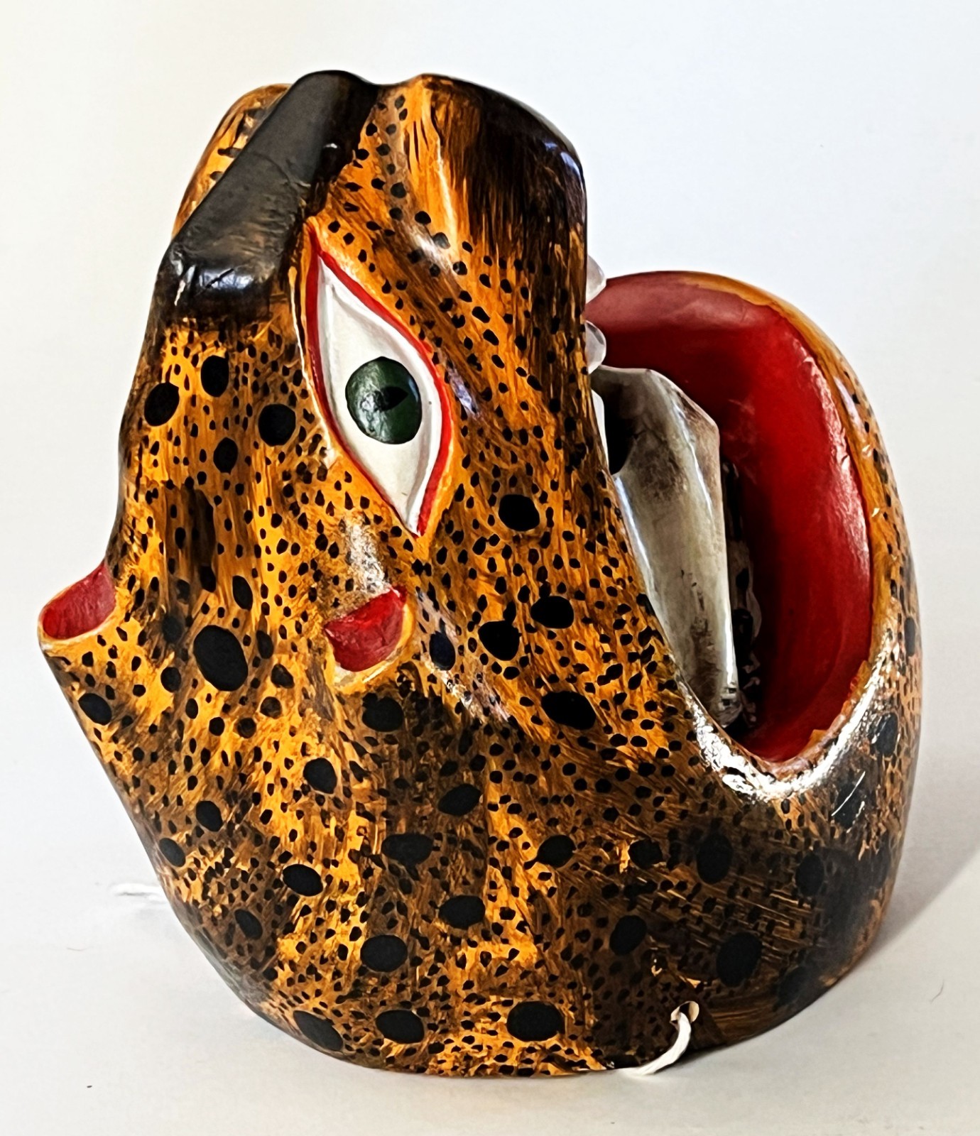 JUAN & FELIPE HORTA TOCUARO MICHOACAN WOOD MASK MEXICAN FOLK ART TIGRE SKULL