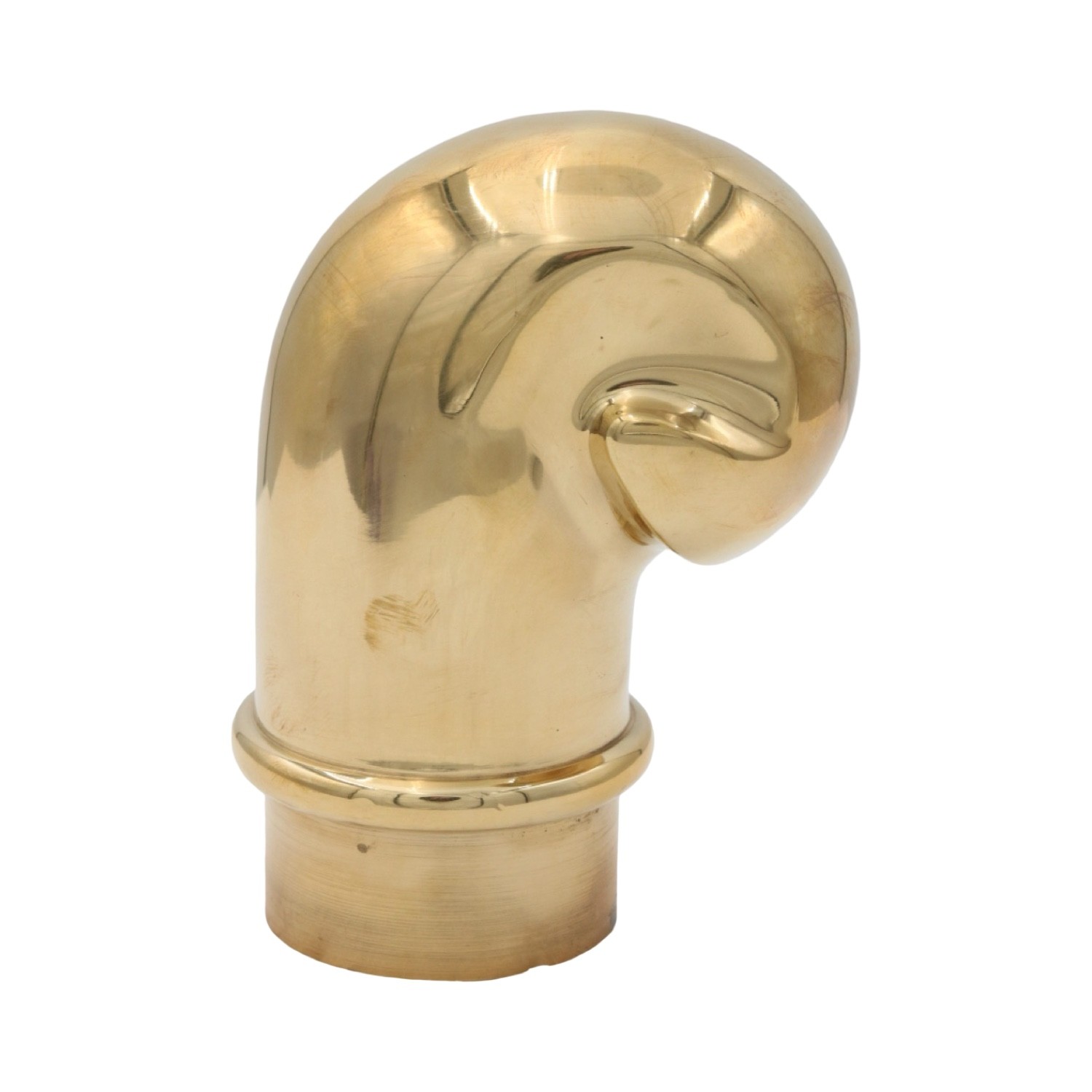 Curled Bar Rail End Cap in Heavy Cast Brass 2 Inch