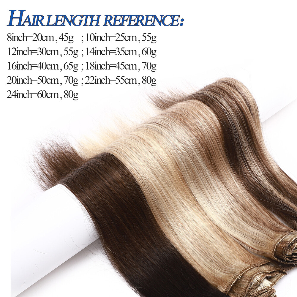 CLEARANCE Clip in 100% Real Human Hair Extensions 8 Pieces Remy Full Head 8"-24"