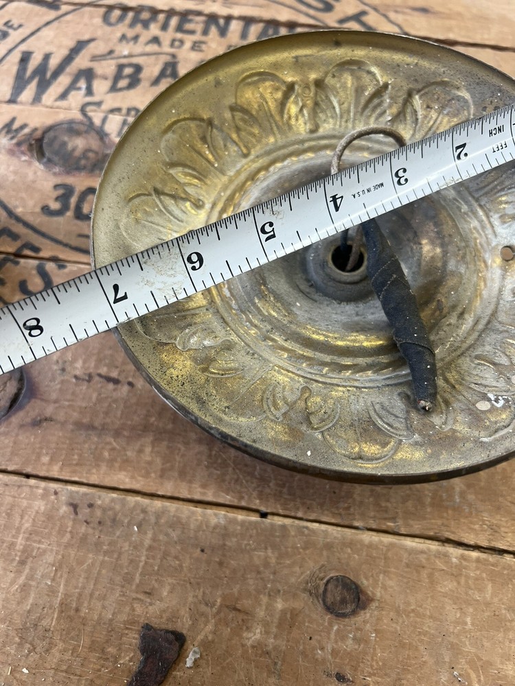 1920s Brass Flush Mounted Williamson? Ceiling Light Salvage Floral Pattern