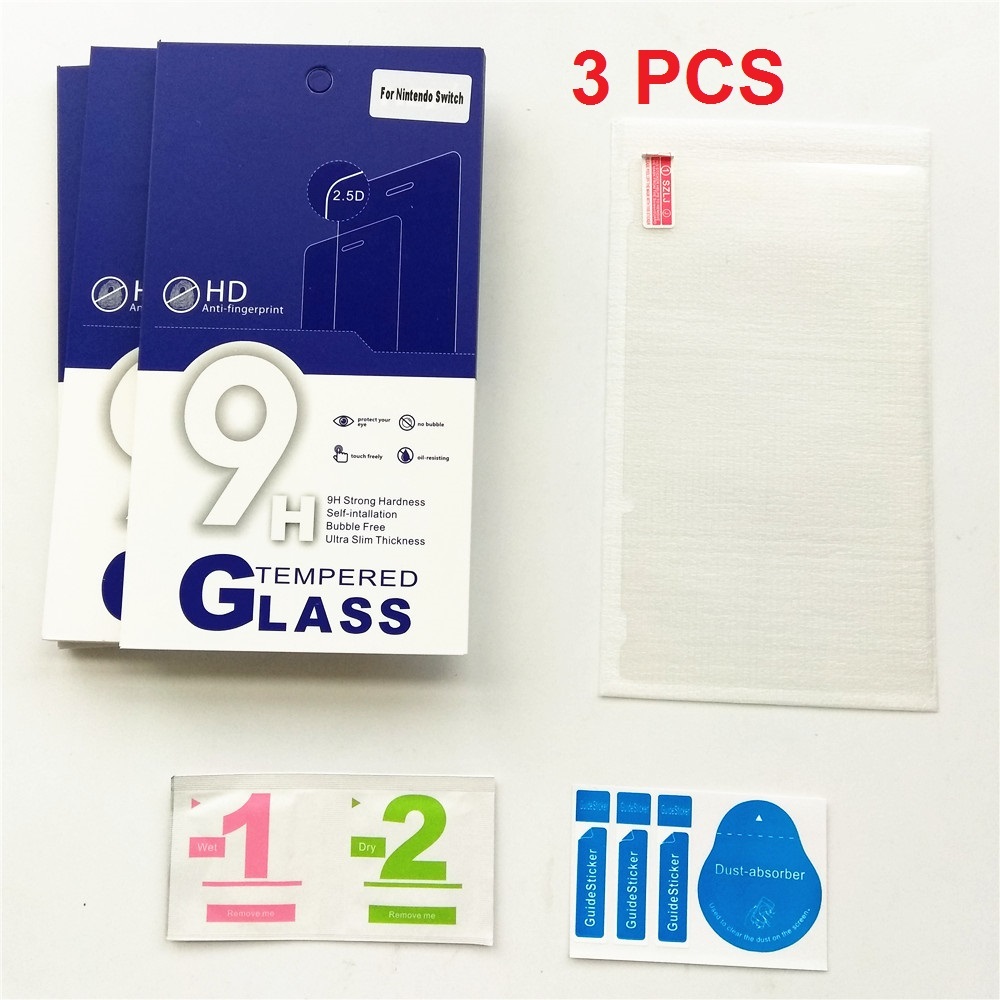 3 x Anti Scratch Tempered Glass Screen Protector For Nintendo Switch Console