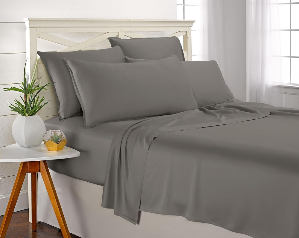Luxurious Queen Bamboo Viscose Sheets Set - Soft, Cooling & Durable Graphite