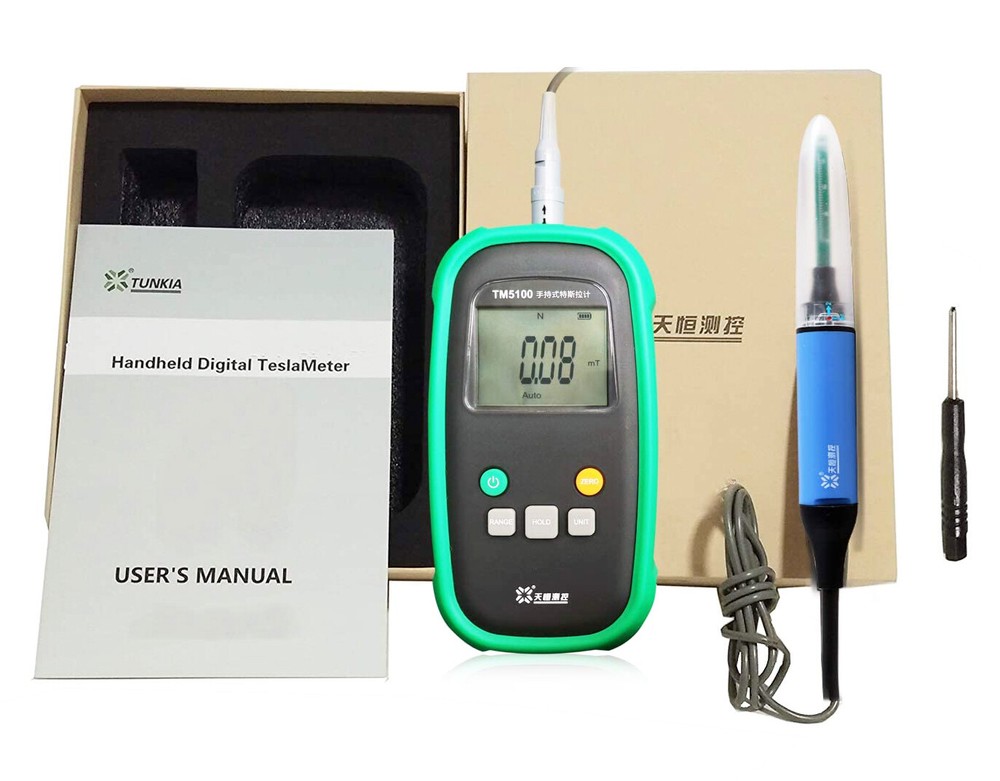 Handheld Gauss Meter Tesla Meter with 0-200mT 0-2000mT USB Interface Hall Probe