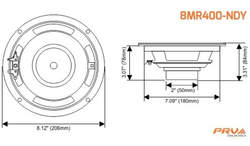 4x PRV Audio 8MR400-NDY Neodymium 8" Midrange Loudspeakers 400W 8 Ohms 8MR Neo