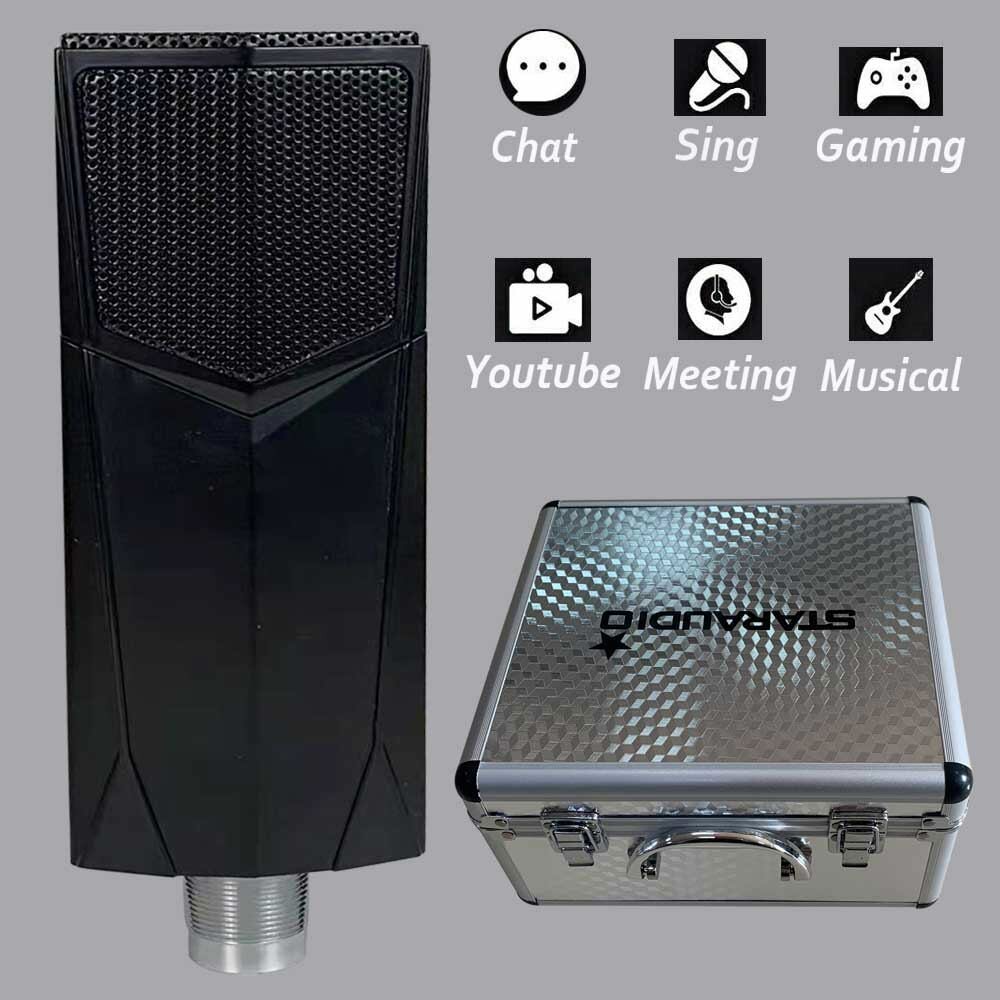 USB Condenser Microphone Complete Kits Live Studio Recording Boom Broadcast Mic